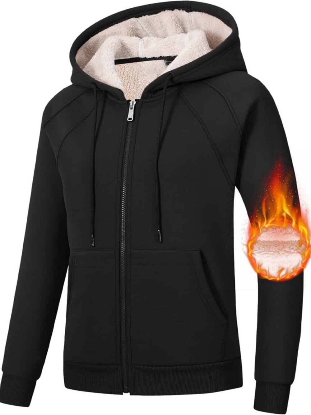 Cozy Fleece Lined Zip Up Hoodie for Women | Winter Jacket with Pockets